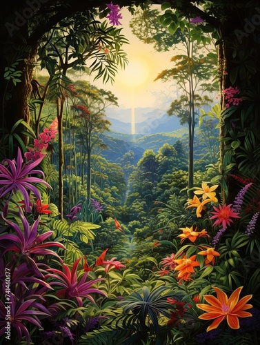 Vibrant Tropical Jungle Canopy  Modern Canvas Print Landscape Collection