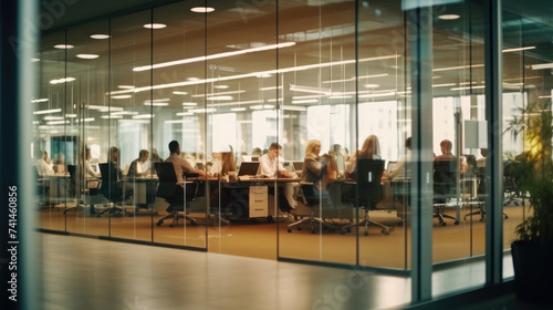 Business workplace with people sitting in work