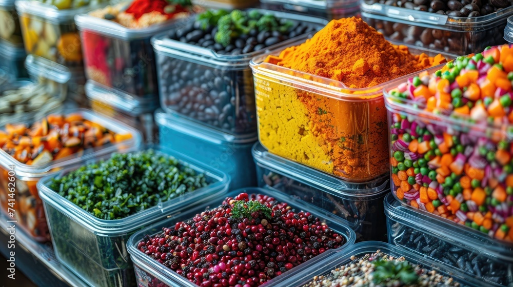 Abundant spices and colorful ingredients for cooking