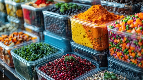 Abundant spices and colorful ingredients for cooking