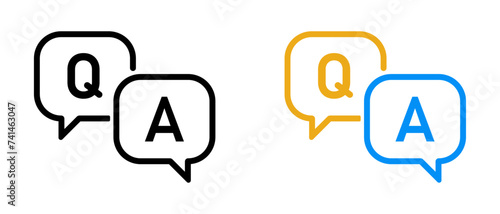 Questions and Answers with speech bubble sign vector illustration