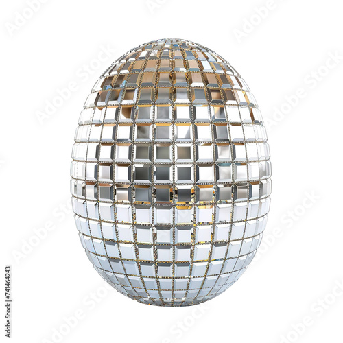 Luxury Easter egg with diamonds on  white background. Trendy holographic design with Creative Easter concept. Sunlight and shinny. 