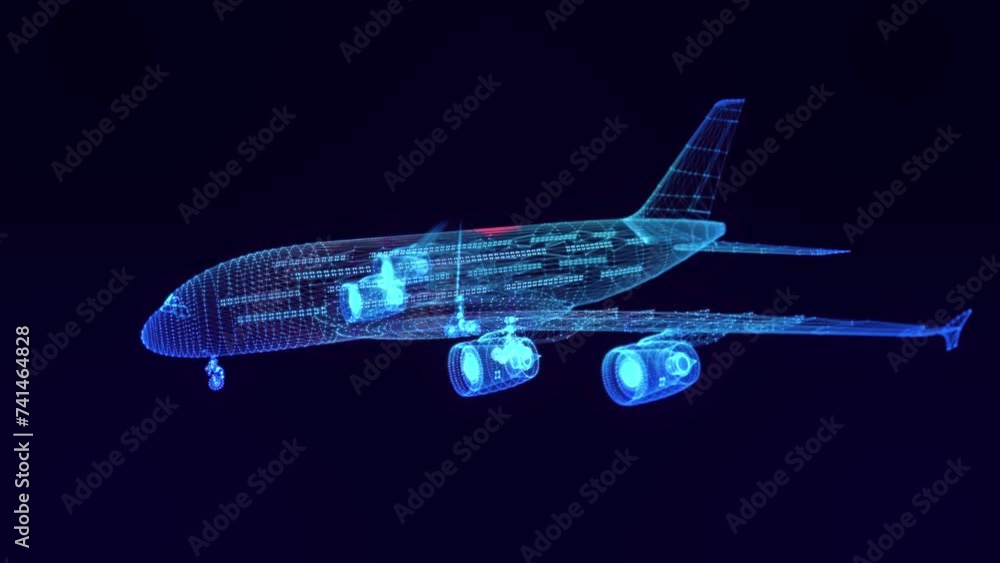 Airplane. Bright animation on dark blue background. Airplane. Bright animation on dark blue background.