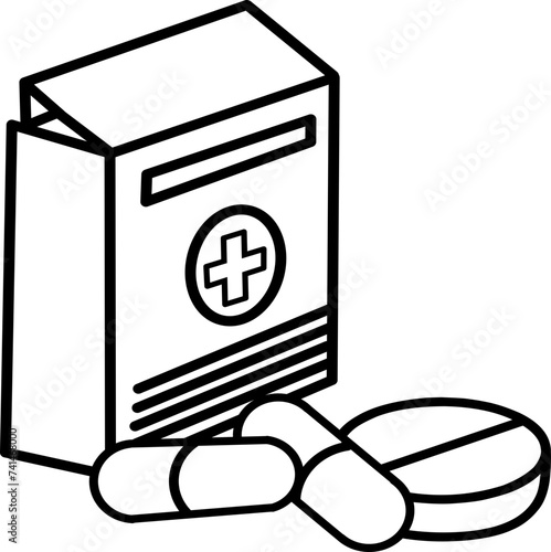 Pain killer outline for icon world health day theme isolated transparent
