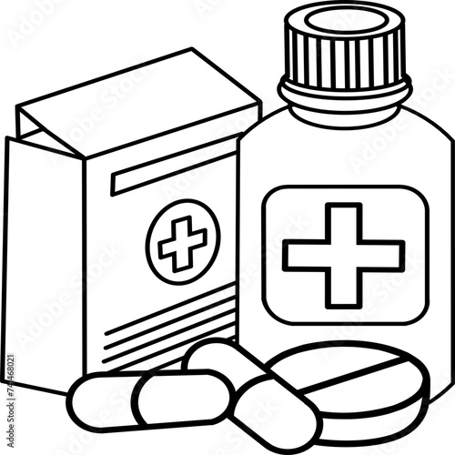 Pain killer outline for icon world health day theme isolated transparent