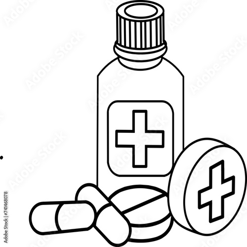 Pain killer outline for icon world health day theme isolated transparent