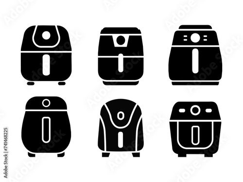 Vector icons of various air fryers