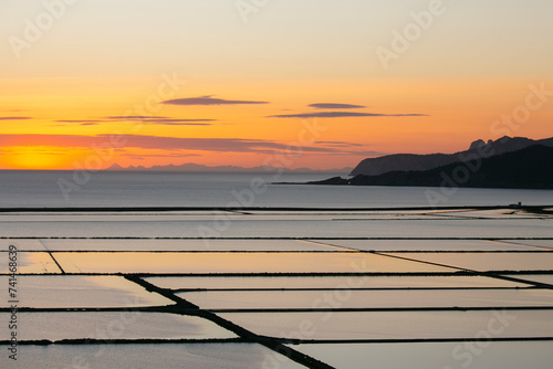 Beautiful sunset in the Ses Salines area in the town of Sant Jordi on the island of Ibiza. photo