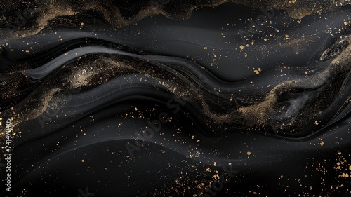 Luxurious Black and Gold Marble Texture with Glittering Particles for Elegant Backgrounds