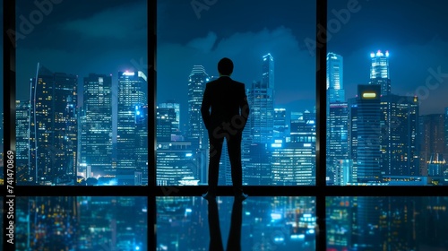 A solitary figure stands be...