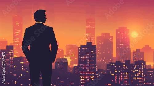 Back view of a businessman ...