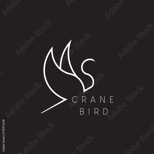 crane bird logo design for business
