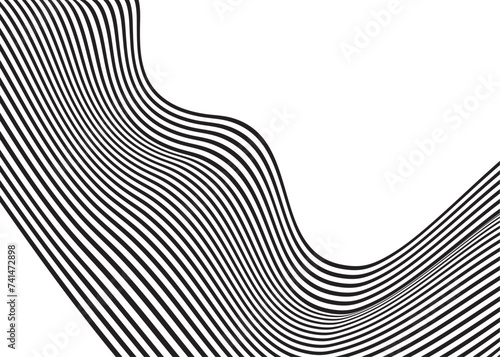 Optical wave lines, geometric black and white wallpaper graphic design.Groovy Background, Wallpaper, Print, fabric.