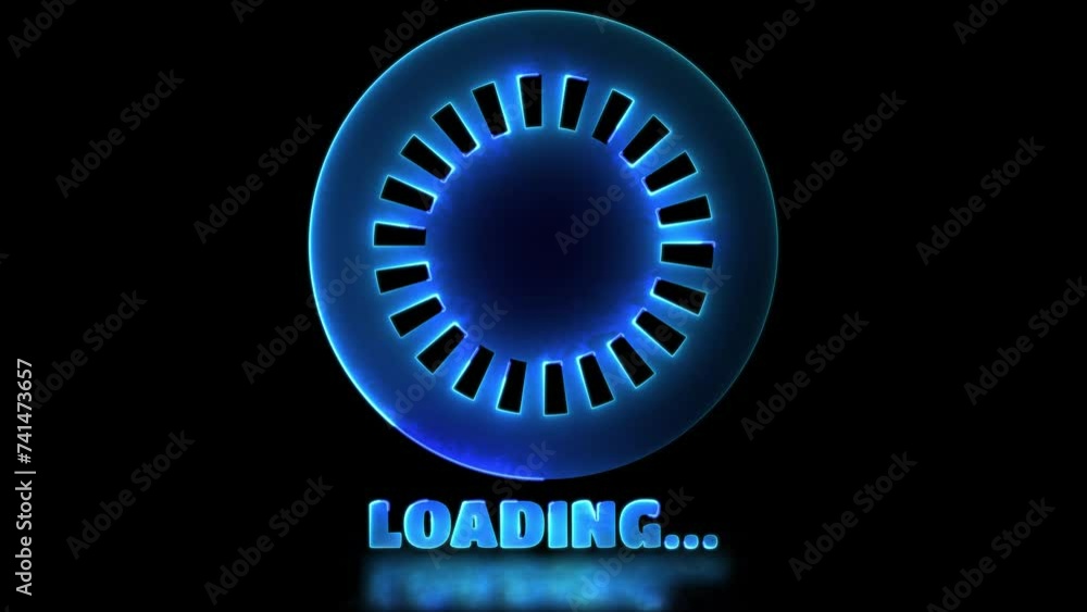 Looping neon light effect, loading icon, black background Looping neon light effect, loading icon, black background