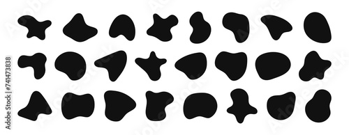 Organic blob shapes. Irregular forms. Asymmetrical flowing liquid circles. Smooth silhouette stones. Collection of isolated vector elements on white background.