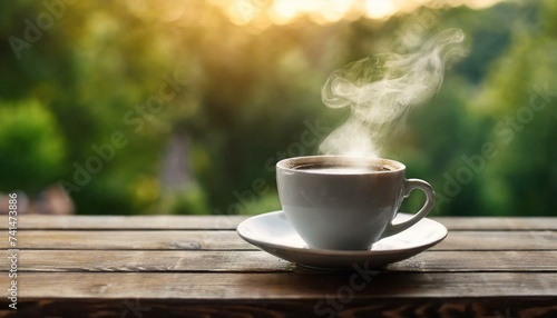 cup of coffee on a wooden table