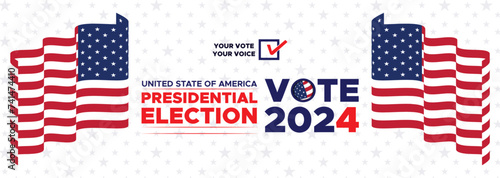 Presidential election day in the United States. Vote 2024. Election 2024 USA. Political election campaign banner. background, post, Banner, card, and poster design with Vote Day on November 5 US