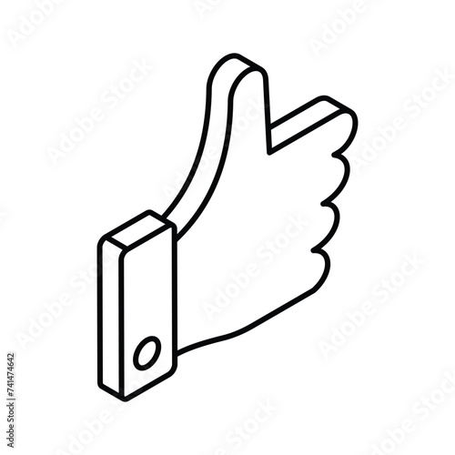 Thumbs up, an isometric icon of customer feedback ready to use vector