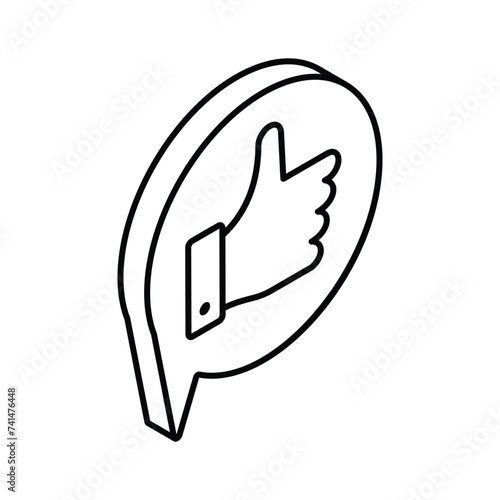 Thumbs up, an isometric icon of customer feedback ready to use vector, editable style