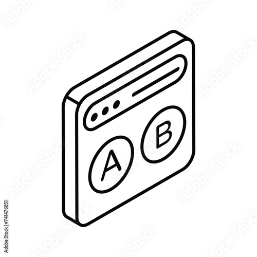 A captivating isometric icon of ab testing in editable style, ready for premium use