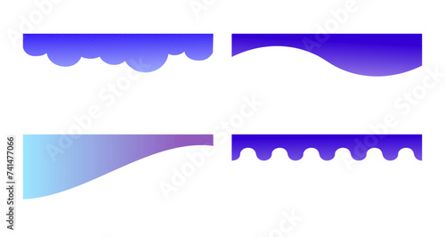 Set of gradient separators shapes for website. Curve Lines, circles, wave dividers for Top or Bottom Page. Frame of header