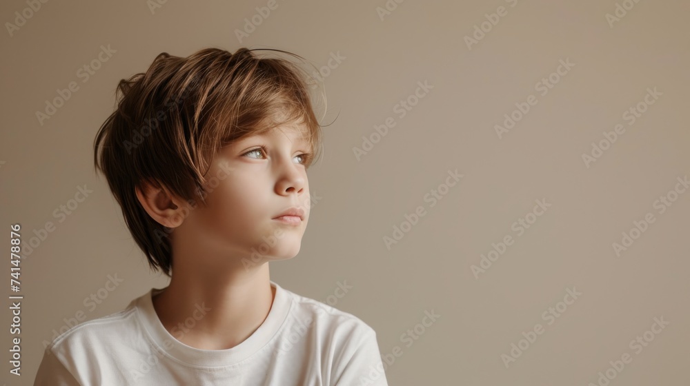 photo portrait of a handsome young caucasian white American model teen boy looking forward. child ad with copy space, cute, kids, children photo portrait of a handsome young caucasian white American model teen boy looking forward. child ad with copy space, cute, kids, children