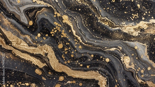 Elegant Black and Gold Marble Texture for Luxury Background or Wallpaper © Psykromia