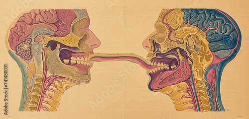 Diagram highlighting the anatomical differences between the oral and nasal pharynx, on a light goldenrod background