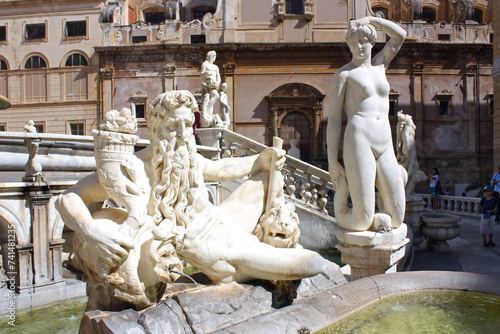  Fragment of Pretoria Fountain at Piazza Pretoria in Palermo, Sicily, Italy