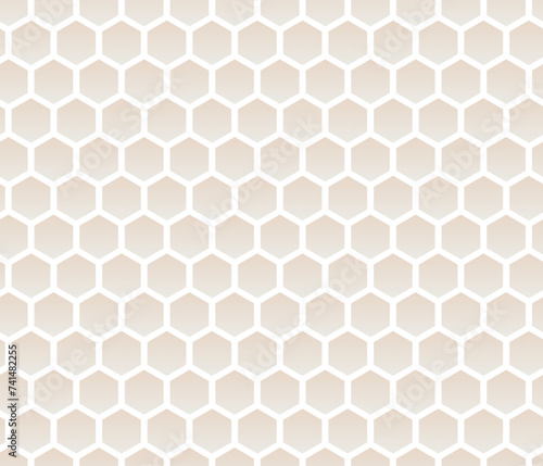 Beige minimalistic vector seamless pattern with beige hexagons. Geometric design.