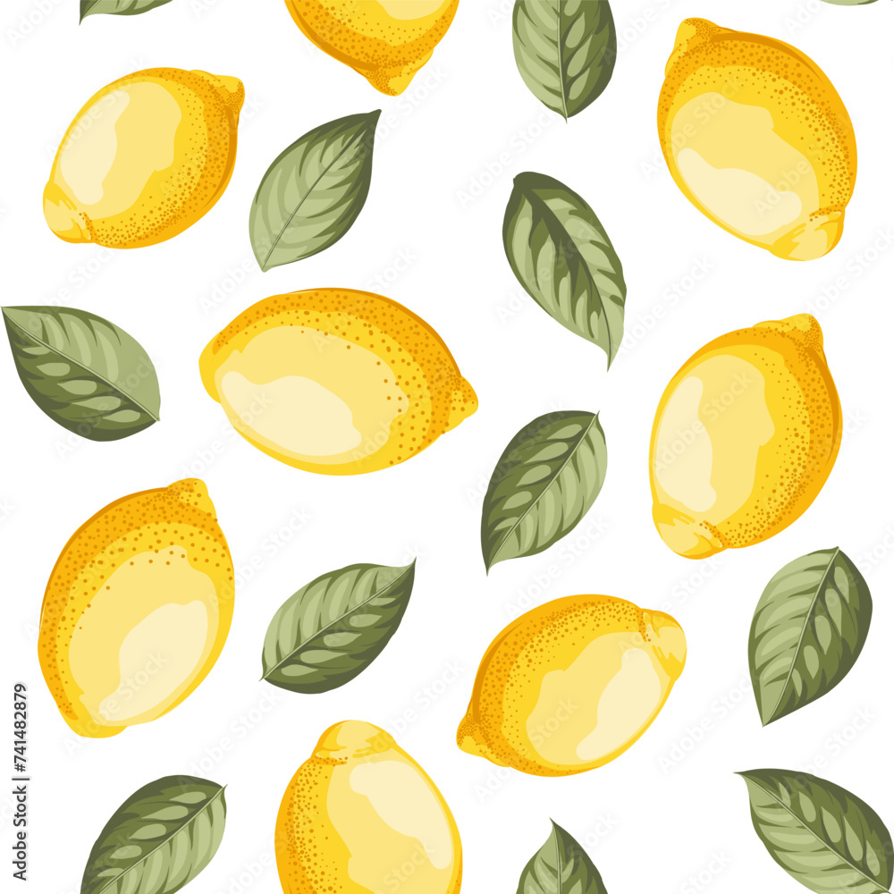 Lemon seamless pattern . Fruit, leaf and flowers. Lemon seamless pattern . Fruit, leaf and flowers.