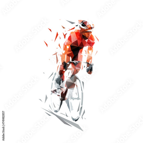Cyclist, road cycling, isolated low poly vector illustration, geometric drawing from triangles © michalsanca