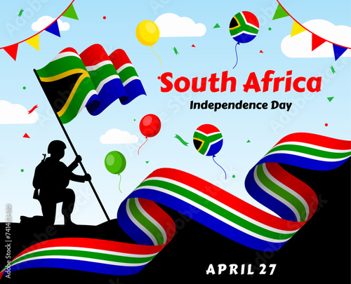 Happy South Africa Freedom Day Vector Illustration on 27 April with Waving Flag 