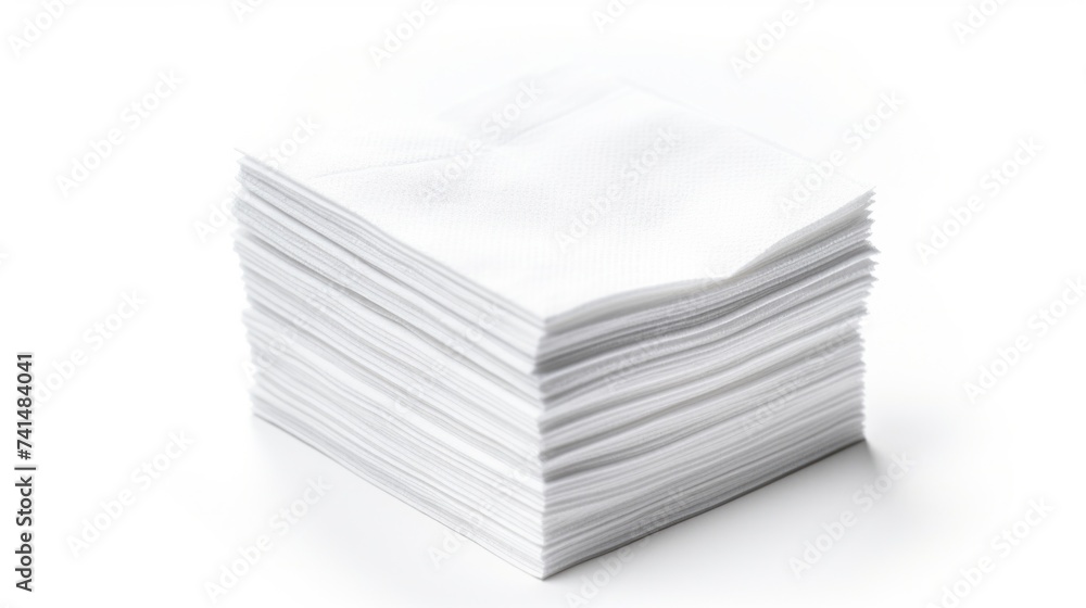 Neatly folded napkins on a clean white background. Ideal for catering or event planning concepts Neatly folded napkins on a clean white background. Ideal for catering or event planning concepts