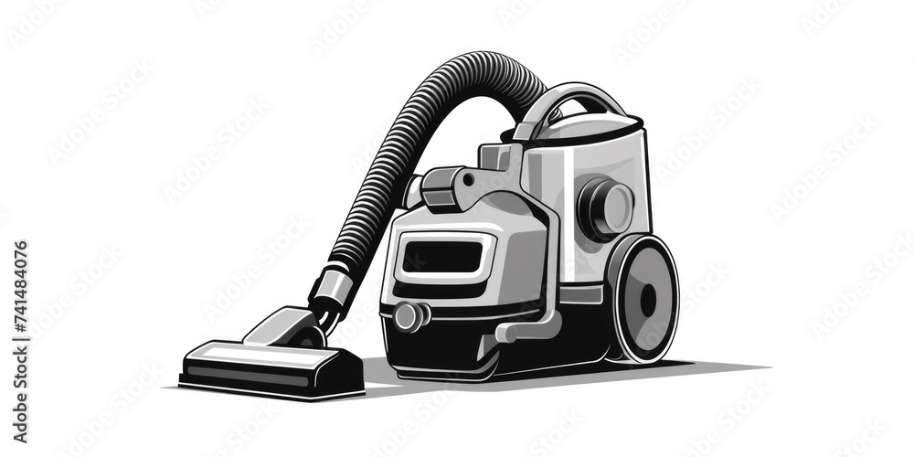 Fototapeta premium A vacuum cleaner with a hose on a white background. Ideal for household cleaning product advertisements