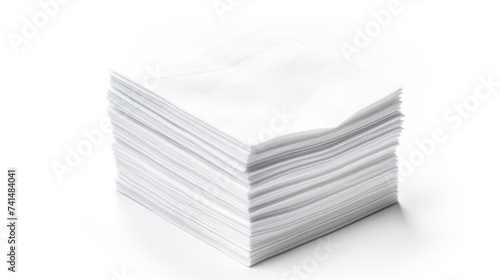 Neatly folded napkins on a clean white background. Ideal for catering or event planning concepts photo