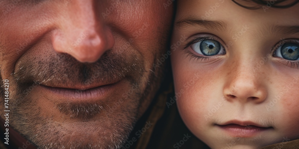Close up of a person with a child. Suitable for family and parenting concepts