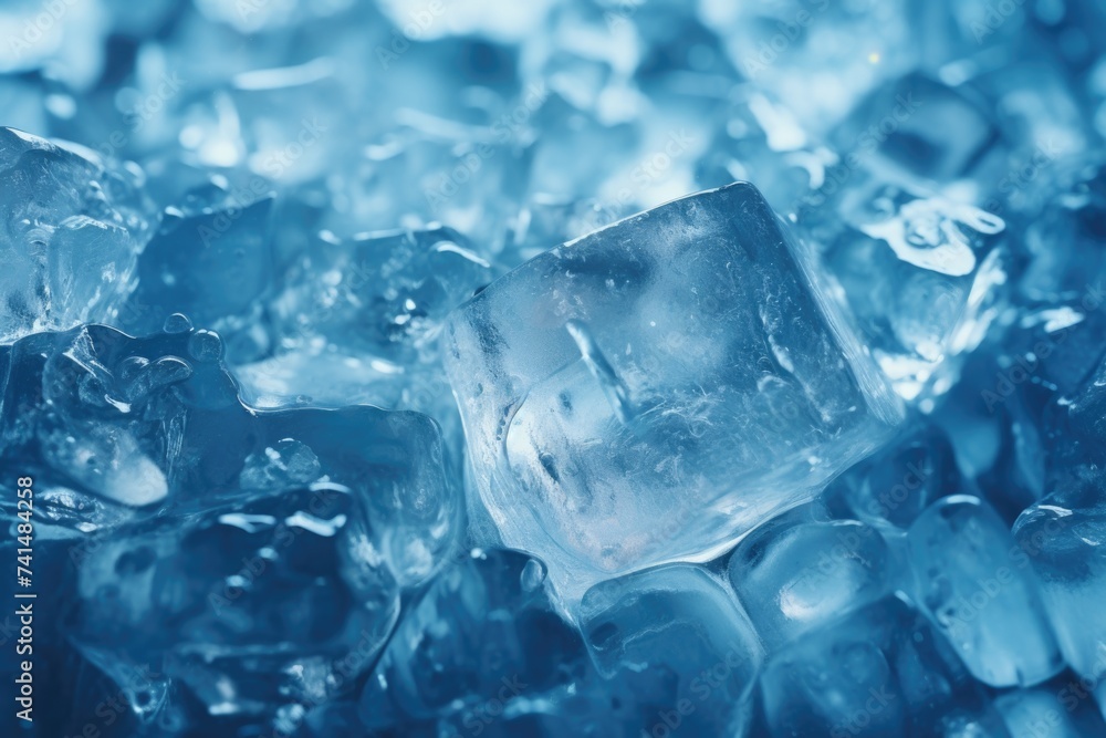 A pile of ice cubes on top of an ice pile. Suitable for various cold and refreshing concepts