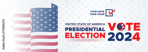 Presidential election day in the United States. Vote 2024. Election 2024 USA. Political election campaign banner. background, post, Banner, card, and poster design with Vote Day on November 5 US