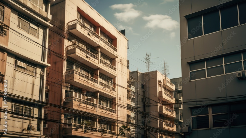 Group of tall buildings in urban city setting. Suitable for real estate or cityscape concepts Group of tall buildings in urban city setting. Suitable for real estate or cityscape concepts