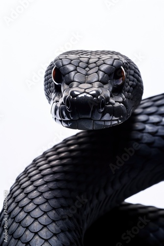 Close up of a snake's head on a white background. Perfect for educational or wildlife themed projects