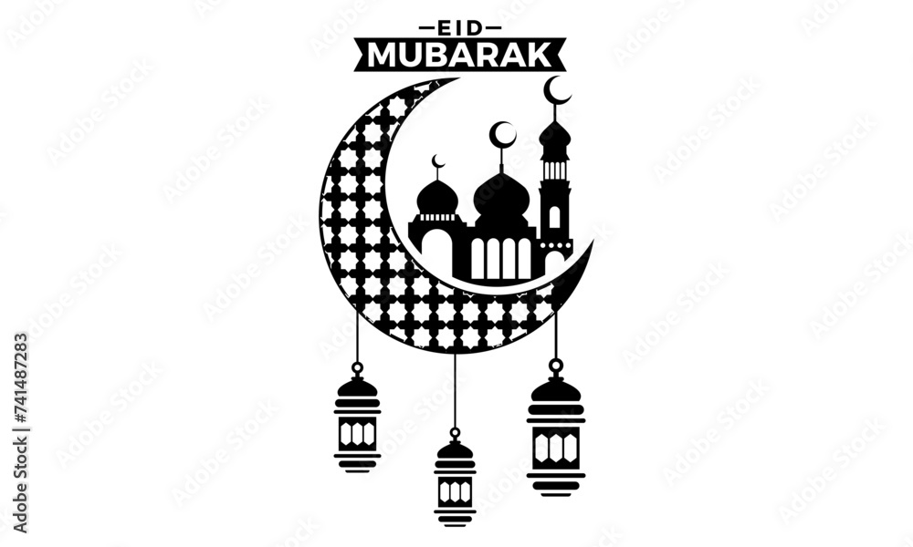 Fototapeta premium illustration of a moon and mosque