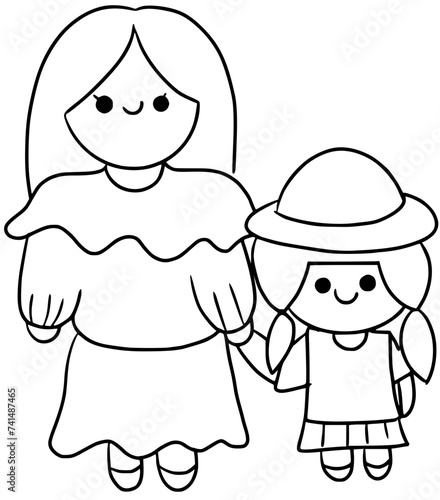 Mom and daughter go to school