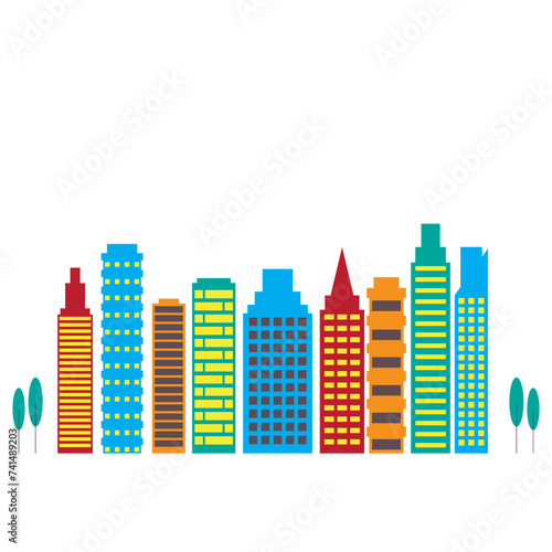 flat building city vector