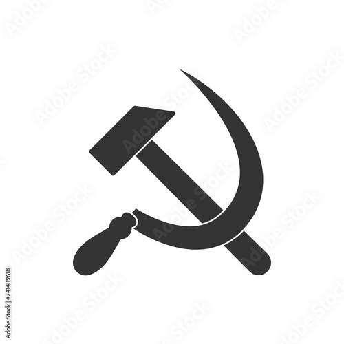 Crossed sickle and hammer graphic icon. Sign isolated on white background. Vector illustration