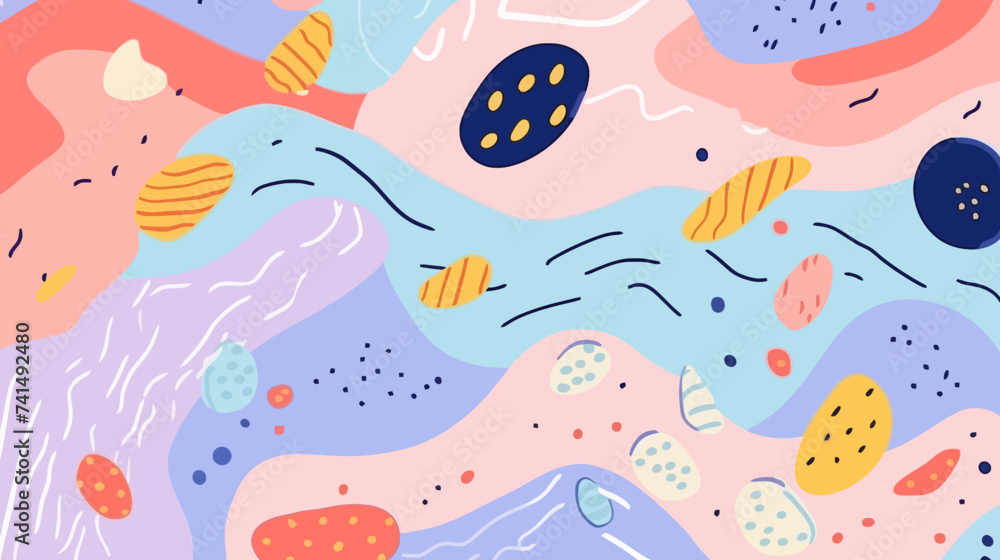 Cartoon ocean depth flora wallpaper screen background in cute pastel colors Cartoon ocean depth flora wallpaper screen background in cute pastel colors