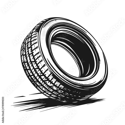 Angled tire vector illustration. Stamp design.