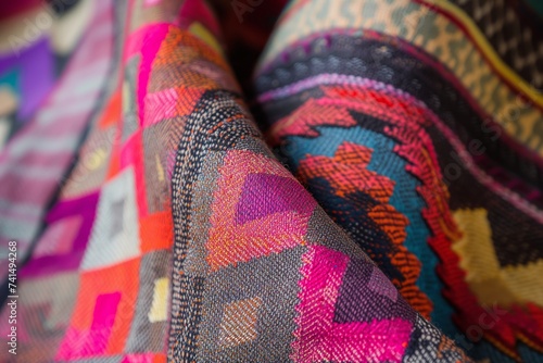 closeup of colorful geometricpatterned clothing photo