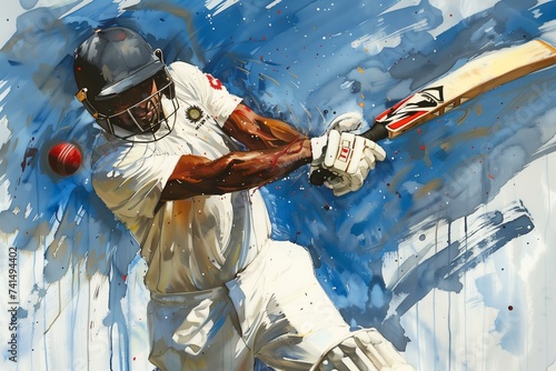 cricket player hitting the ball illustration for Indian Premier League photo