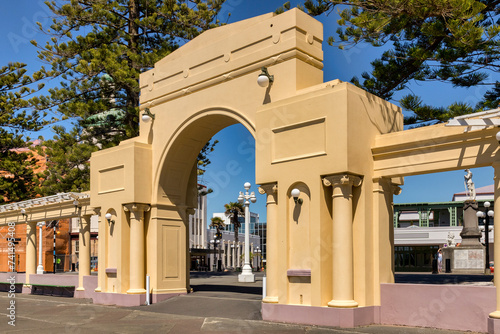 Napier Arch on Marine Parade in Napier, New Zealand. Napier was largely rebuilt in Art Deco style after the destruction caused by the 1931 earthquake. photo